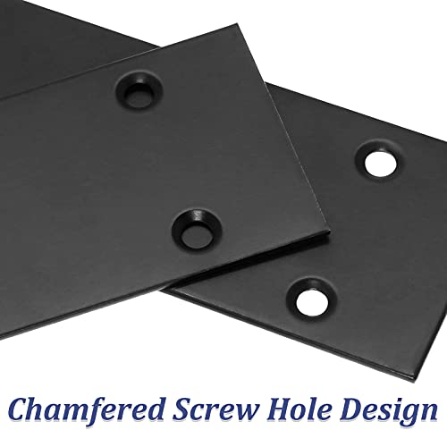 Bonsicoky 4Pcs Flat Straight Brace Brackets, 6.7 x 1.9 / 169 x 48mm - size: 6.6" x 1.9" - 4 PCS, style: Black
