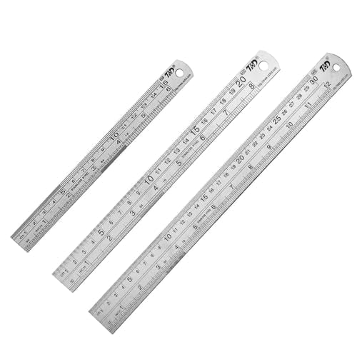 Steel Rulers 6 8 12 inch Imperial Metric Systems Thick Metal Deeper Clear Scale School Students Drafting Architect Carpenter Engineer Measuring Tool - size: 6,8,12 inch