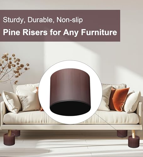 Lufia Solid Pine Wood Bed Risers 3 Inch Lift, Durable Furniture Risers for Beds, Sofas, Desks - Stylish Design, Easy Install, 2,000 Lbs Capacity (3 Inch) - size: 3 Inch