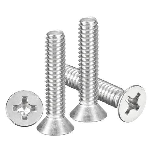 METALLIXITY 1/4"-20x1-1/4 Phillips Flat Head Bolts 304 Silver 30Pcs - color: Silver, size: 1/4"-20x1-1/4"
