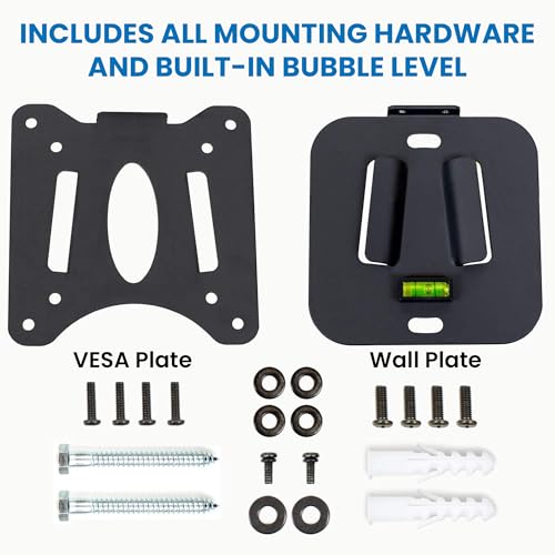 Mount-It! Ultra Low Profile Fixed TV Wall Mount for 13 to 32" Inch Screens, Slim TV Wall Mount Fits VESA 75 and 100 mm, Flush TV Bracket 0.55" Design with 60 lb Capacity, Built-in Bubble Level - size: 13" - 32" Screens