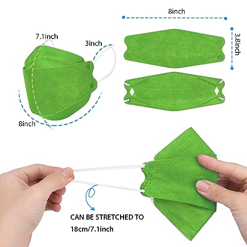 Borje KN95 Face Masks 50 Pack,Breathable Comfortable and Disposable KN95 Mask,Masks for Adults - color: Grass Green=50pcs
