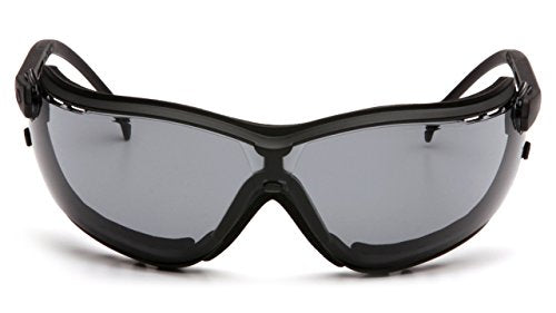 Pyramex V2G Safety Glasses, Black Frame/Amber Anti-Fog Lens - color: Black Frame/Gray Anti-fog Lens