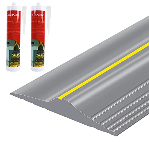 ToLanbbt 16.5Ft/5M Universal Garage Threshold Seal Strip with 300ml Black Adhesives, Garage Door Bottom Weatherproof Strip Rubber DIY Weather Stripping Replacement (Grey+Yellow) - color: Grey+Yellow, size: 16.5 Ft (incl. 2 adhesives)