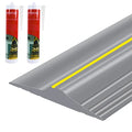 ToLanbbt 16.5Ft/5M Universal Garage Threshold Seal Strip with 300ml Black Adhesives, Garage Door Bottom Weatherproof Strip Rubber DIY Weather Stripping Replacement (Grey+Yellow) - color: Grey+Yellow, size: 16.5 Ft (incl. 2 adhesives)