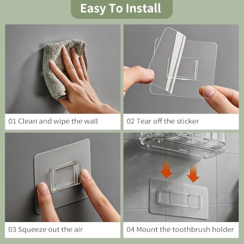 Electric Toothbrush Holder Wall & Counter, No-Drill, 5-Slot