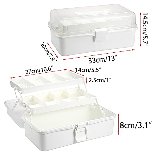 BTSKY 3-Layer Plastic Dividing Storage Box Craft Organizer and Storage - color: Beige White