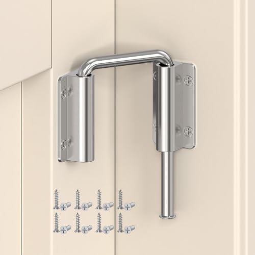 Upgraded Sliding Door Loop Lock, Gate Latches, Silver - color: Silver-1PC