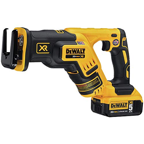 DEWALT 20V MAX XR Compact Reciprocating Saw, 5.0-Amp Hour, Cordless (DCS367P1)