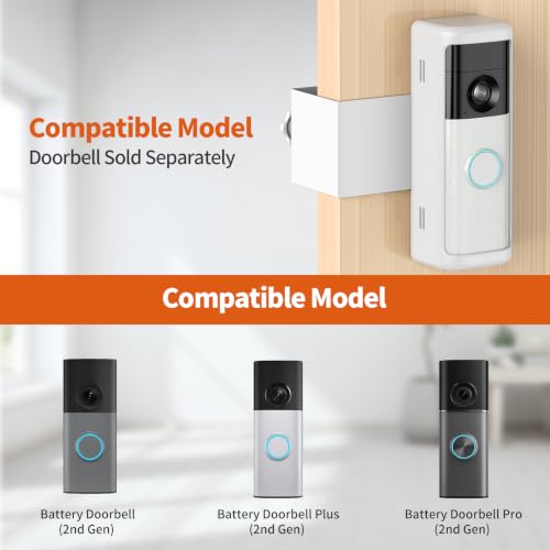 No-Drill Doorbell Mount with Rain Cover, Anti-Theft Door Bracket - style: 2026 battery doorbell 2nd White