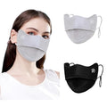 2Pcs UV Face Mask, Sun Masks for Women, Cooling Breathable Face Cover for Outdoors, Washable Reusable - color: Light Grey, Black