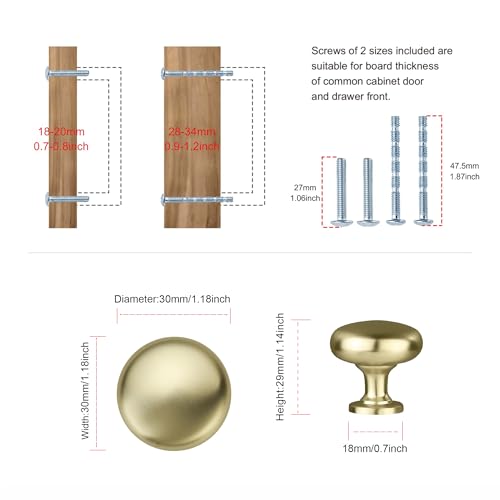 AVICCI 10 Pack Cabinet Knobs Brushed Gold Modern Drawer Pulls for Kitchen Cabinet Batheroom Drawer Dresser Furniture Handware Cabinet Pulls - color: Brushed Gold, size: Knob-10Pcs