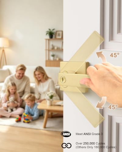 Probrico Interior Privacy Door Lever Handles with Lock, Gold 10 Pack Bedroom & Bathroom Lockset - color: Brushed Gold