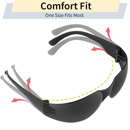 10 Pack Safety Glasses for Men Women, ANSI Z87.1 Certified - color: Black
