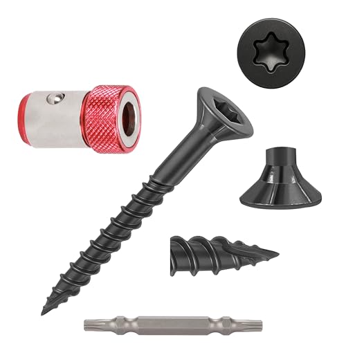 Wood Screws Black #4 × 1-1/4 inch Torx Star Drive Deck Screws Flat Head M3 × 30 Countersunk T10 Self Tapping Thread Cut 200pcs Carbon Steel Galvanized Very Small Size Screw(200PCS/Small Box Black) - color: Black, size: #4×1-1/4