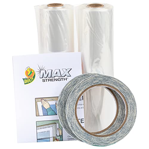 Duck MAX Strength Window Insulation Kit, Winter Window Seal Kit Fits up to 10 Windows, Heavy Duty Shrink Film Cuts to Size for Easy Indoor Installation, Window Tape Included,62 In. x 420 In., Clear - size: Standard Window - 10 Pack