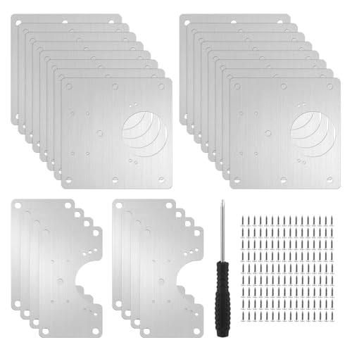 22PCS Cabinet Door Hinges, Stainless Steel Door Hinge Repair Kit Plate with Mounting Screws, Large Hinge Repair Board for Kitchen Cabinet, Cupboard Doors and Furniture