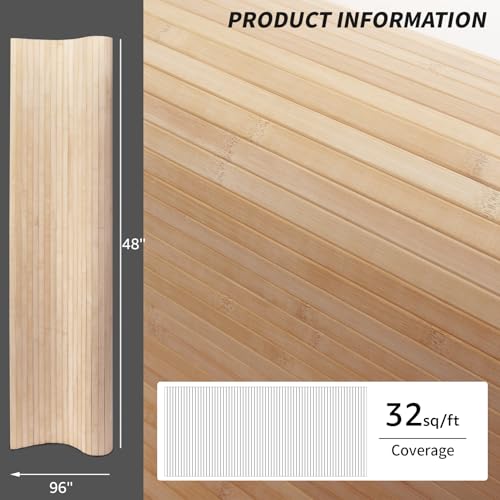 Art3d 48 x 96 in Pole Wrap Natural Bamboo Wall Panel, 1-Pack, Carbonized - color: Carbonized, size: 1-48 inches x 96 inches