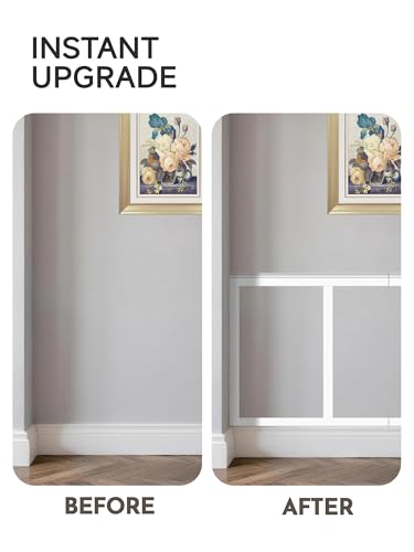 Upick Board and Batten Wainscoting Panels, Paintable, 120" x 43", White - size: 120x43 IN