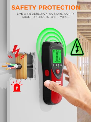 Mecurate 5-in-1 Stud Finder Wall Scanner for Studs, Metal & Live AC Wires - color: Red