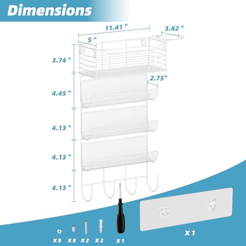 4 Tier Hair Tool Organizer Wall Mount, curling iron holder Basket, White - color: 5 Tiers White