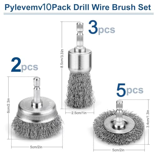10Pcs Wire Wheel Brush Set, Carbon Steel Wire Wheel for Drill - style: 10Pcs