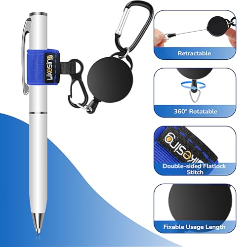 Likesing Retractable Pen Holder, 27.5" Reel Elastic Pen Leash(Blue) - color: Blue-2 CircularCilp
