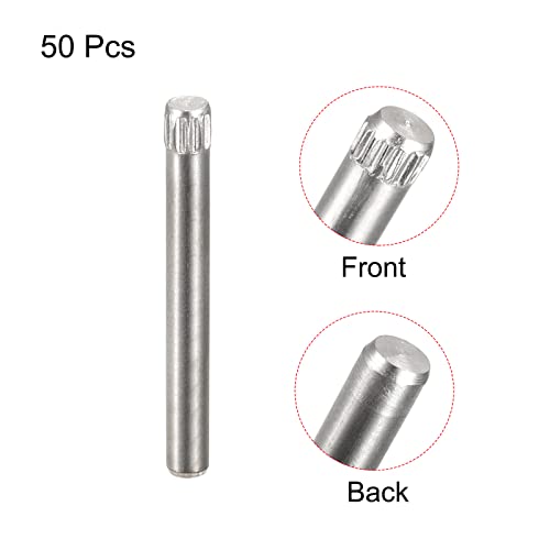 uxcell 3x30mm 304 Stainless Steel Dowel Pins, 50Pcs Knurled Head Flat Chamfered End Dowel Pin, Wood Bunk Bed Shelf Pegs Support Shelves Fasten Elements - size: 3x30mm
