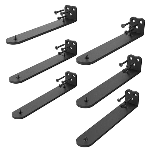 10Inch Black Heavy Duty Floating Shelf Bracket 6 Pack 3-Hole Mount - color: Black 6 Pack, size: 10 Inch