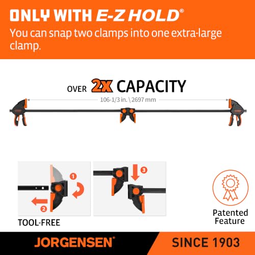 JORGENSEN E-Z Hold 2-Pack 50" 800LBS Heavy Duty Woodworking Bar Clamps - size: 50 inch