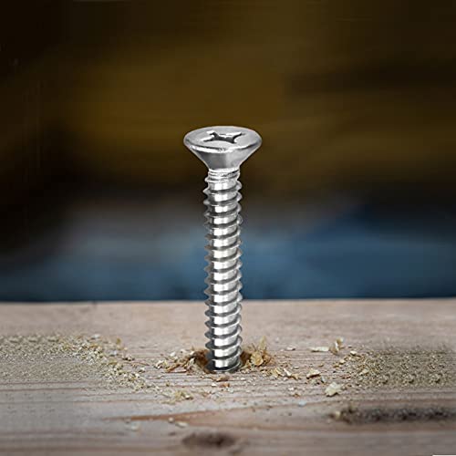 #6 x 5/8" Wood Screw 100Pcs 18-8 (304) Stainless Steel Screws Flat Head Phillips Fast Self Tapping Drywall Screws by SG TZH - size: #6 x 5/8"