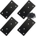 4 Pcs Black Flat Mending Plate Stainless Steel Flat Bracket 4 x 2 inch Metal Straight Brace Repair Joining Fixing Mending Bracket for Wood, with Screws