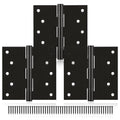 Black Stainless Steel Door Hinges 5x5 Inches (3 Pack), Heavy Duty Ball Bearing Hinges with Mounting Screws, Rustproof and Quiet - size: 5x5inch - 3 Pcs