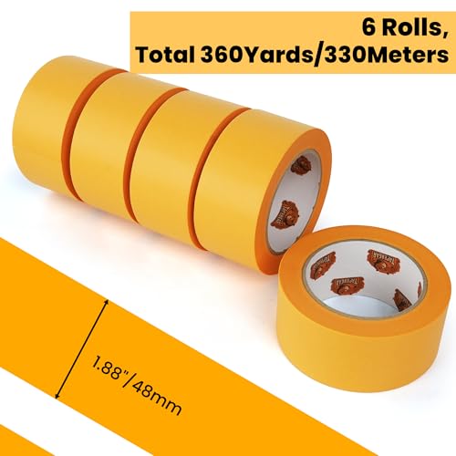 TAPEBEAR Delicate Surface Masking Tape 1.88" x 60Yard Washi Tape - color: Orange, size: 1.88" x 60Yard