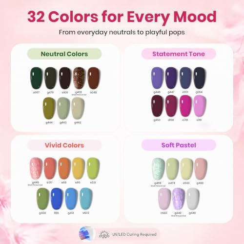 Beetles 55Pcs 32 Color Gel Nail Polish Kit with U V Light and Nail Drill - color: Fun Camp