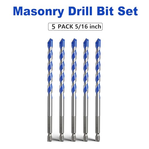 5 Pack 5/16 inch Concrete Drill Bit Set, Masonry Drill Bit Set - style: 5/16"（5 Pcs）