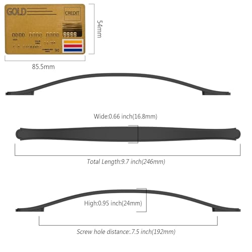 Amerdeco 10 Pack Matte Black Cabinet Pulls 7.5 Inch(192mm) Hole Center Drawer Pulls Cabinet Hardware Kitchen Cabinet Handles for Bathroom ZH0068 - color: Matte Black, size: 7.5"/192MM Hole Center