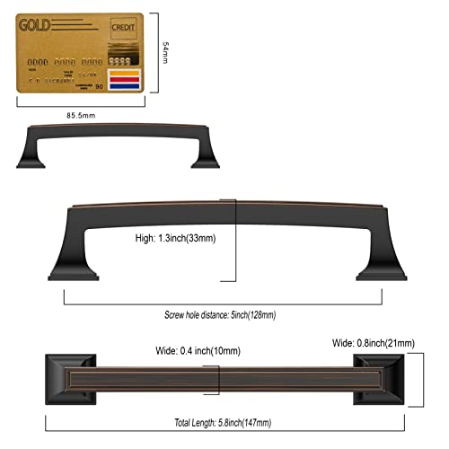 Amerdeco 10 Pack Oil Rubbed Bronze Cabinet Pulls 5 Inch(128mm) Hole Center Cabinet Hardware Kitchen Cabinet Handles for Bathroom Drawer Pulls Dresser Pulls ZH0010 - color: Oil Rubbed Bronze, size: 5"/128MM Hole Center