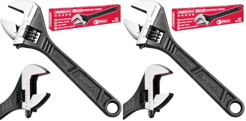 SEDY 8-Inch Adjustable Wrench, Black Oxide Finish Wide Jaw Spanner with Inch/Metric Scale, Premium Drop Forged Steel for Automotive Plumbing and Household Repairs (Pack of 2) - size: 8 Inch (Pack of 2)