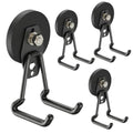 Heavy Duty Magnetic Garage Hooks,4 Pack Strong Large Magnet Hook for Power Drill,Garden Tools,Hose,Pegboard,Garage, Workshop,Magnetic Storage Hooks for Indoor Outdoor Hanging(Black) - style: 2.59" Medium L Black 4PC