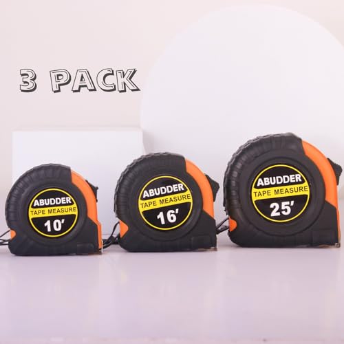 3 PackTape Measure,Easy Read Measuring Tape Retractable with Fractions 1/8, Measurement Tape - color: Orange