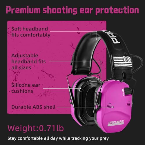 PROHEAR 022 Electronic Ear Protection for Shooting & Hunting - 29dB SNR Noise Reduction, 4 Omnidirectional Microphones - color: Electronic-silicone Ear Pads-pink
