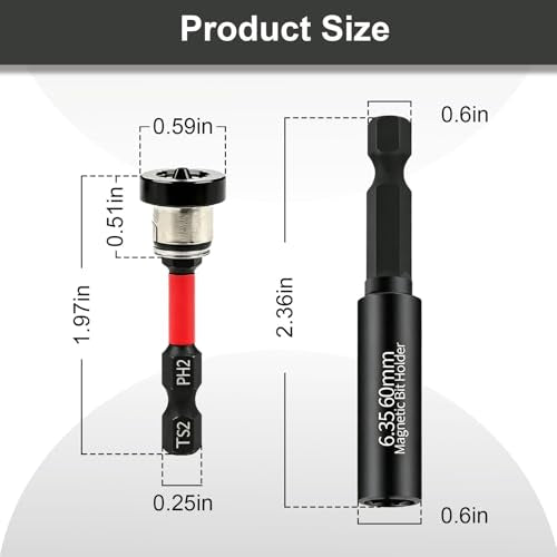 6pcs Drywall Screw Setter Set, 1/4" Hex Adjustable Depth Positioning Bits with Magnetic Bit Holder Extension Bar, Magnetic Positioning Screwdriver Bits, for Sheetrock and Plasterboard Screws (Red) - color: Red