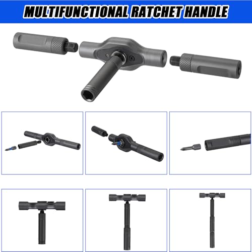 24 in 1 Magnetic Ratchet Screwdriver Set with Detachable T-Handle - color: Grey, size: 24 in 1