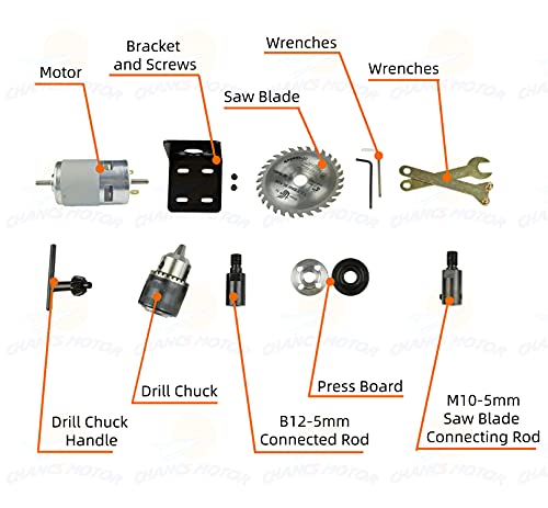 CHANCS 775 Saw Motor DC 24V 12000RPM Gear Motor Dual Output Shaft Drill Chuck Mini Electric Circular Saw DIY - color: 775 6000/12000rpm Double Shaft Set