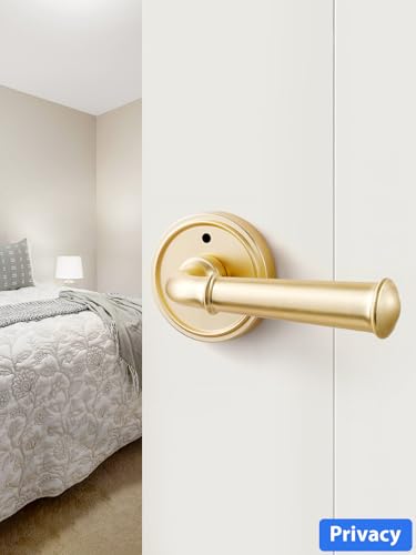 Door Handle Brushed Gold Privacy Door Lever Gold DoorHandle, 1 Pack - color: Brushed Gold