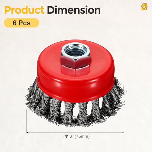 5pcs 3in Wire Cup Brush for Angle Grinder with 5/8"-11 Arbor - size: 3 inch