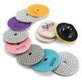 3 Inch Diamond Polishing Pads with M14 Backer Pad, 12PCS Wet/Dry Granite Stone Polish Pad Kit for Drill, Grinder, Polisher, 50-6000 Grit Diamond Sanding Pad for Concrete Marble Rock - size: 3 Inch 50-6000 Grit