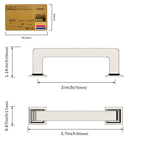 Amerdeco 10 Pack Brushed Satin Nickel Cabinet Pulls 3 Inch(76MM) Hole Centers Kitchen Cabinet Handles Cabinet Hardware Kitchen Handles for Cabinets Cupboard Handles Drawer Pulls ZH0019 - color: Brushed Satin Nickel, size: 3" Hole Center