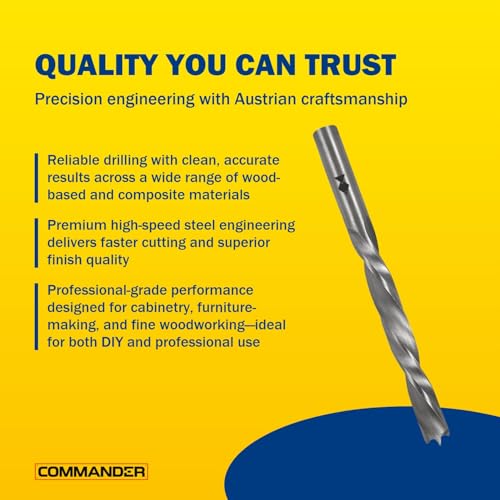 HSS Double Flute Brad Point Ground Wood Drill Bit for Woodworking, 3/16" | HSS Double Flute Brad Point Ground Wood Drill Bits Precision Drilling for Woodworking, Fast, Efficient, DIY & Professional - size: 3/16-Inch